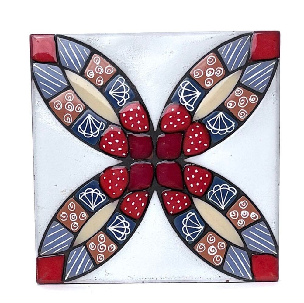 Wedding Ring Tile Trivet Made In 1990 5.78 Inches Artist Carolyn Payne